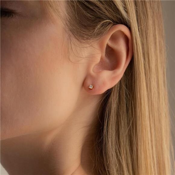 3-Pair Gold Hoop Earrings Set: Dainty 14K Gold Plated Studs & Huggie Hoops - Picture 7 of 8